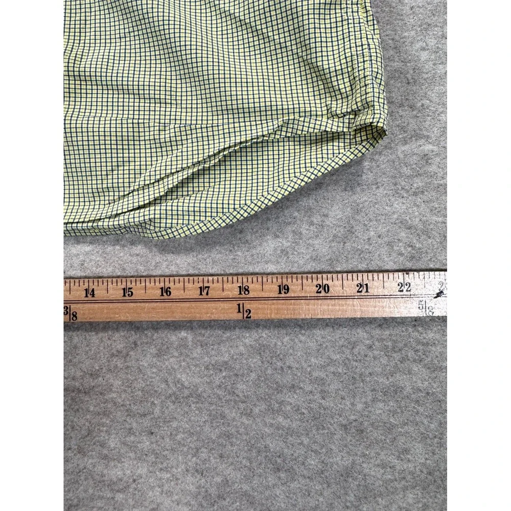 Banana Republic Stretch Shirt Mens Large Green Micro Check Cotton Button Up